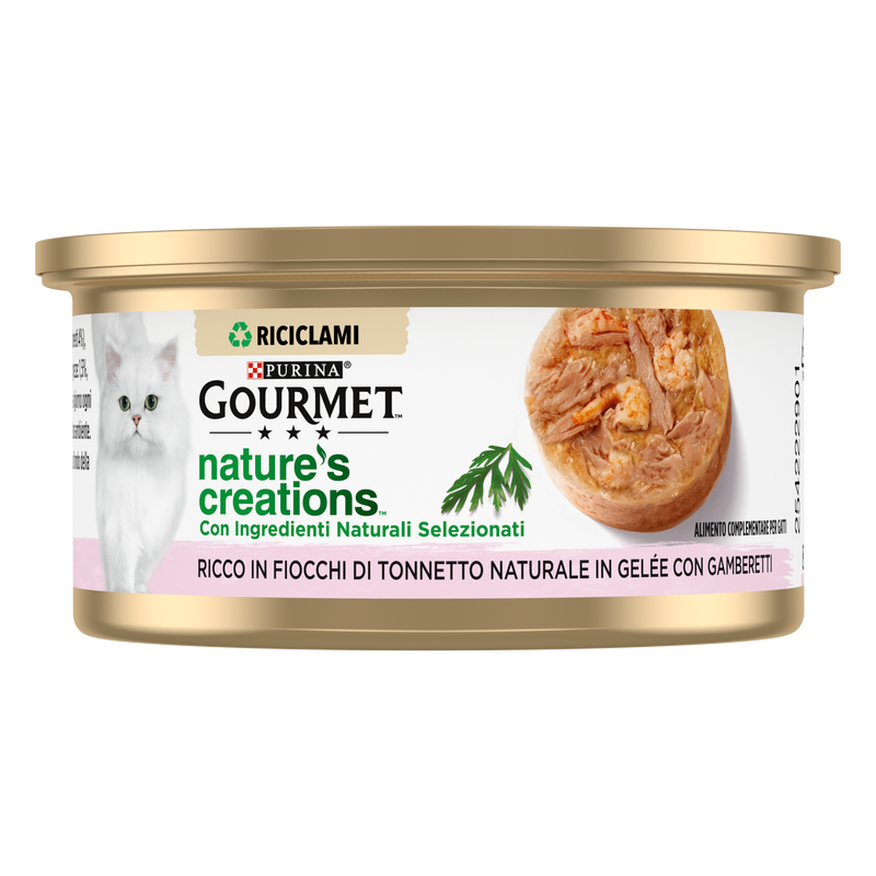 Gourmet Nature's Creations Fiocchi di Tonnetto in Gelèe con Gamberetti 70gr