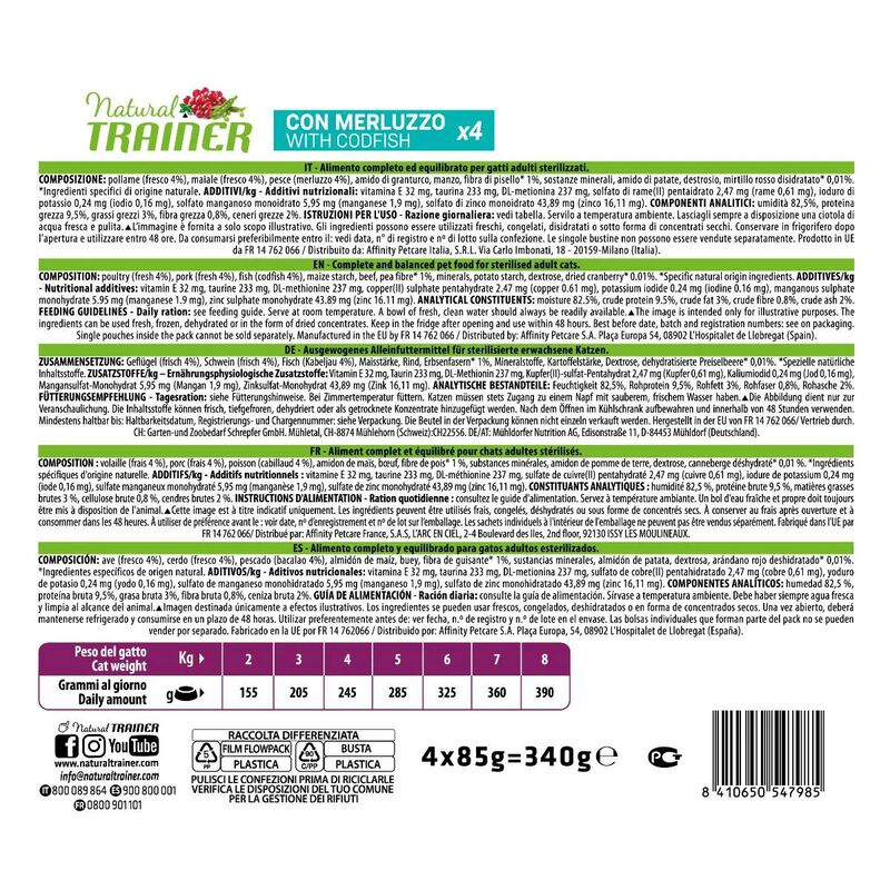 Natural Trainer Cat Adult al Merluzzo 4 pz x 85 gr