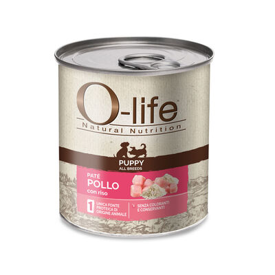 O-life Dog Puppy All Breeds Paté Pollo con riso 400 gr