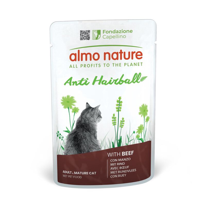Almo Nature Anti Hairball Cat Adult con Manzo 70 gr