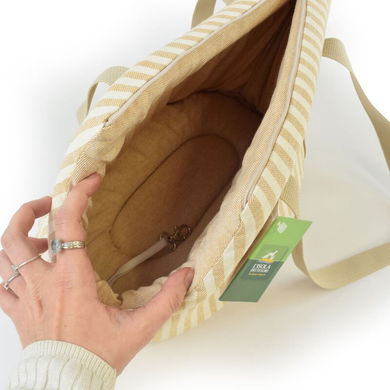 L'Isola dei Tesori Borsa Venere a righe Beige 40x25x21 cm