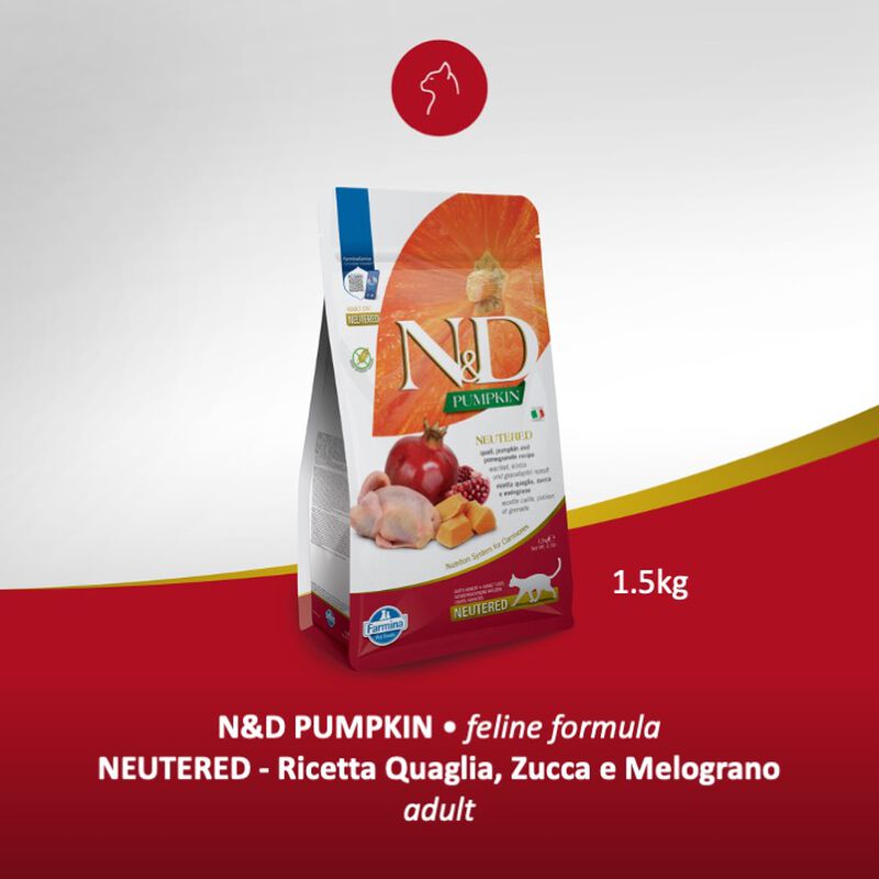 Farmina N&D Pumpkin Cat Neutered Quaglia e Melograno 1,5 kg