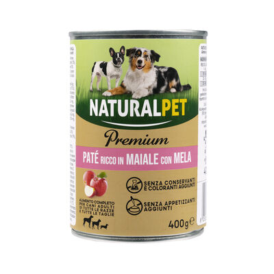 Naturalpet Premium Dog Adult Paté ricco in Maiale con mela 400 gr