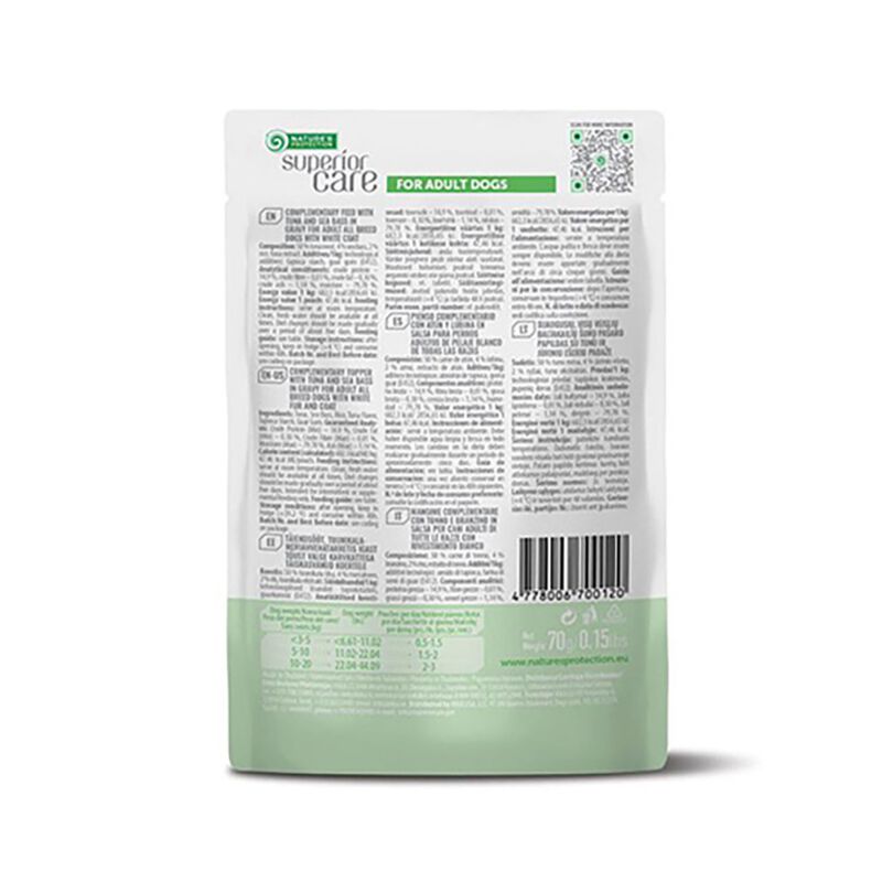 Naturae's Protection Superior Care Dog Adult Pelo Bianco con Tonno e Branzino 70 gr