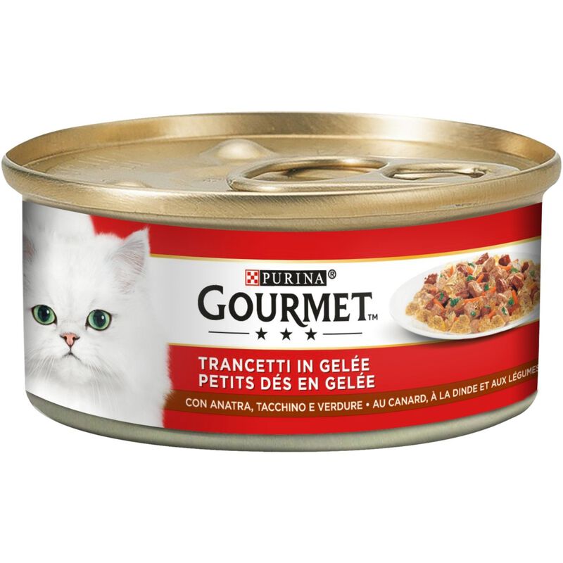 Gourmet Rosso Cat Adult Trancetti in gelatina con Tacchino Anatra e Verdure 195 gr