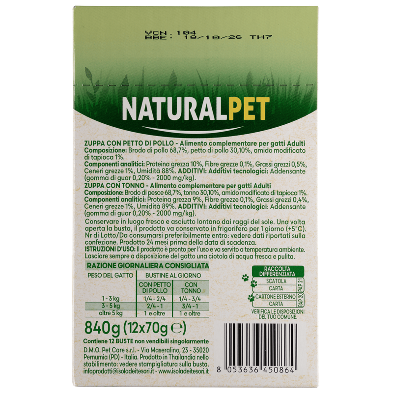 Naturalpet Zuppe con Petto di Pollo e con Tonno x6
