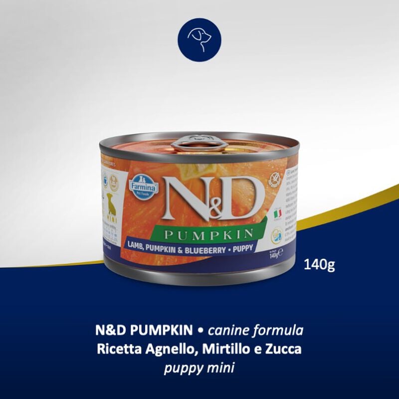 Farmina N&D Pumpkin Dog Puppy Mini Agnello e Mirtillo 140 gr
