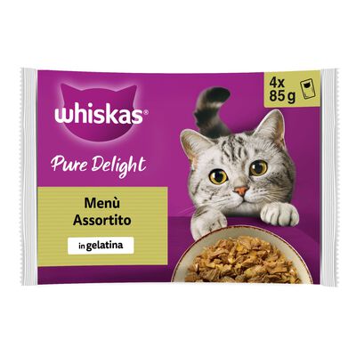 Whiskas Cat Straccetti Men&ugrave; Assortito in Jelly 4 x 85 gr