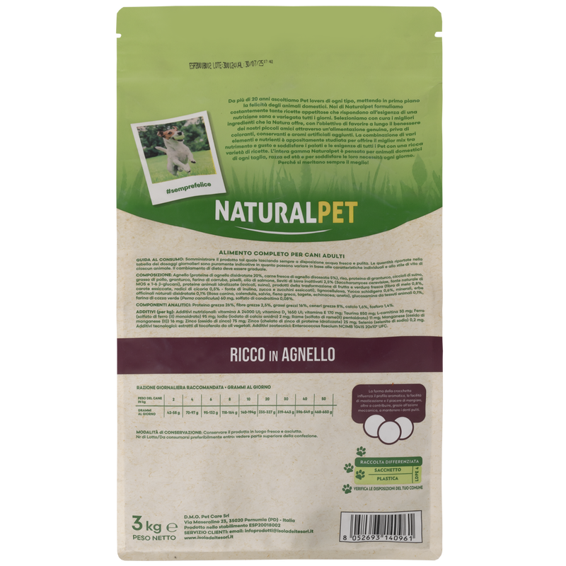 Naturalpet Dog Adult All Breed Ricco in Agnello 3 kg