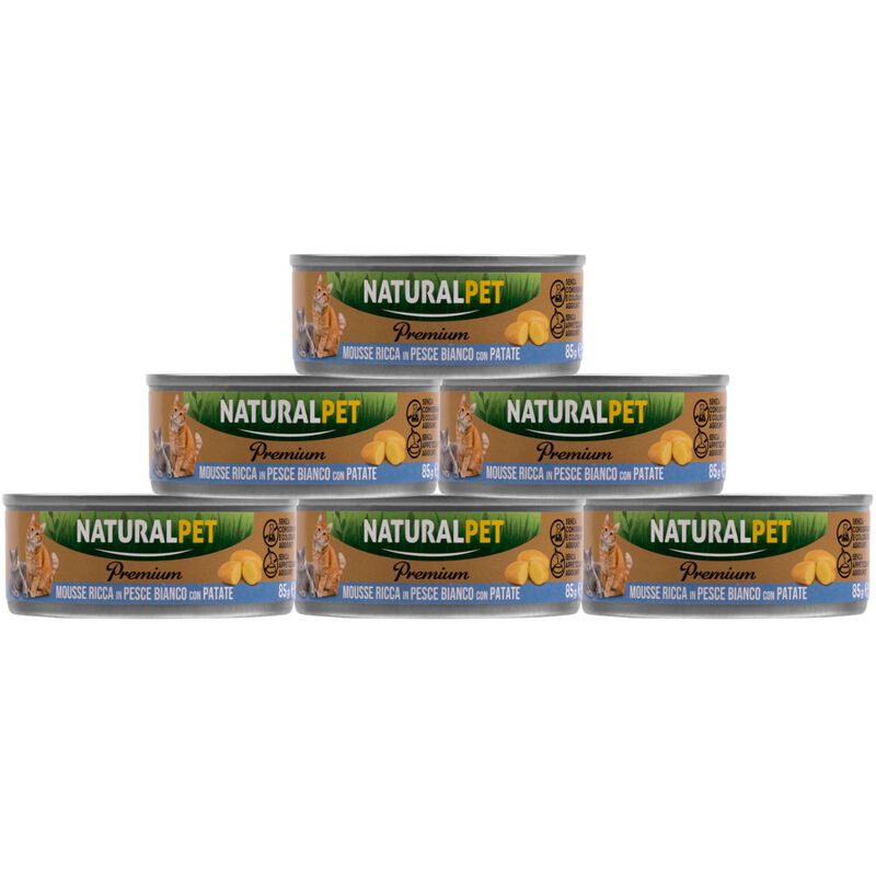 Naturalpet Premium Cat Mousse al Pesce bianco con patate 85gr