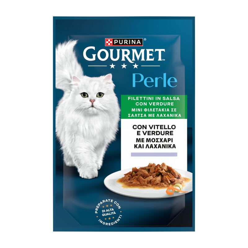 Gourmet Perle Cat Adult Filettini in Salsa con Vitello e Verdure 85 gr