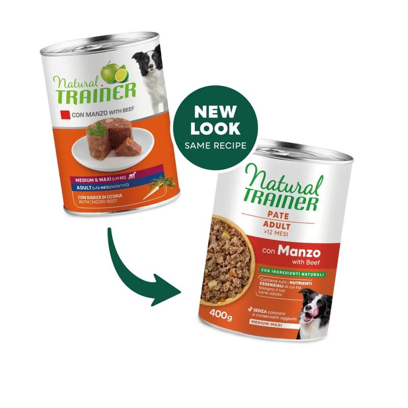 Natural Trainer Dog Medium/Maxi al Manzo 400 gr