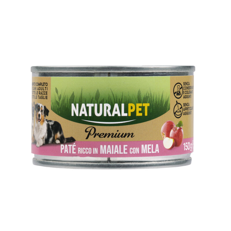 Naturalpet Premium Dog Adult Paté ricco in Maiale con mela 150 gr