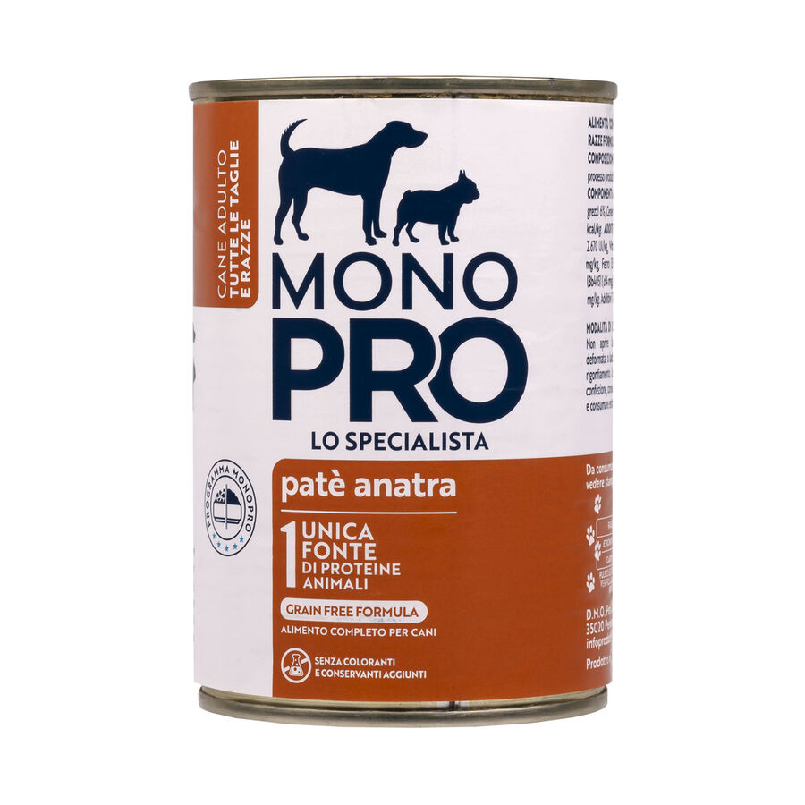 Monopro Dog Adult All Breeds Pat&eacute; Anatra 400gr