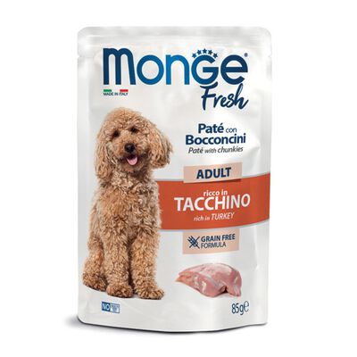 Monge Fresh Pat&eacute; con Bocconcini di Tacchino per cani adulti 85 gr 