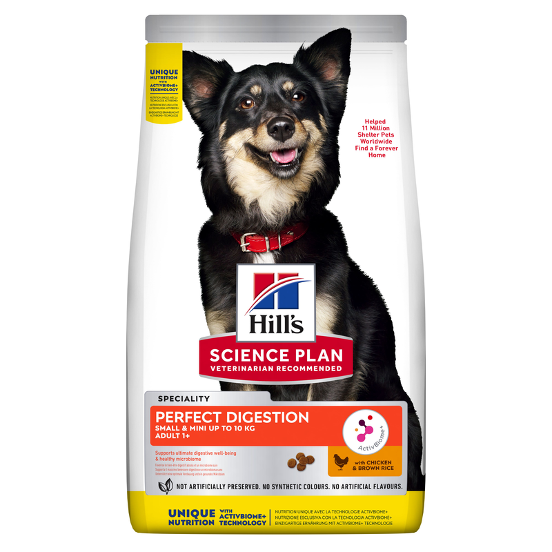 Hill's Science Plan Dog Perfect Digestion Small & Mini Adult 1+ con Pollo e Riso integrale 1,5 kg