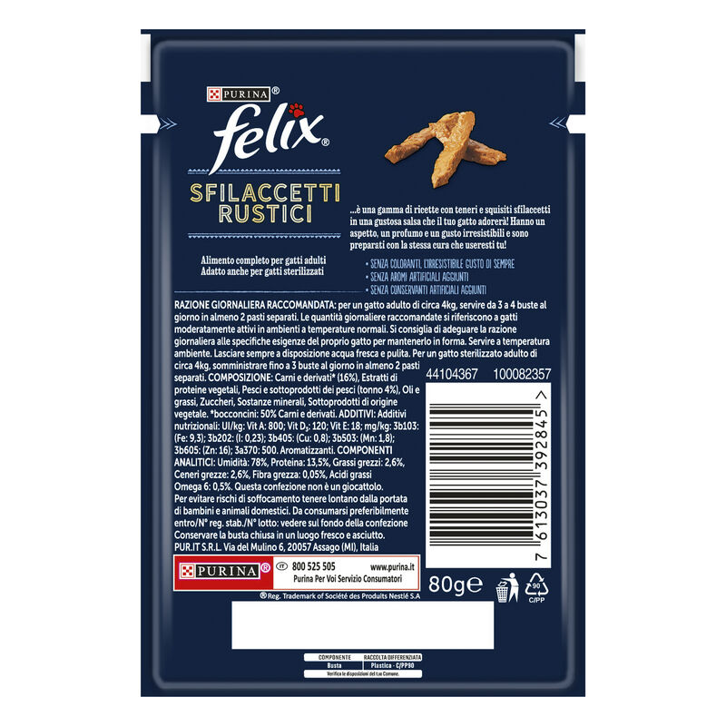 Purina Felix Sfilaccetti Rustici Cat Adult con Tonno 85 gr