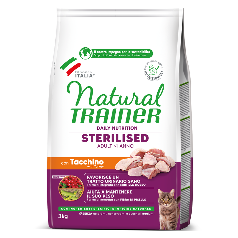 Natural Trainer Cat Adult Sterilised Tacchino 3 kg