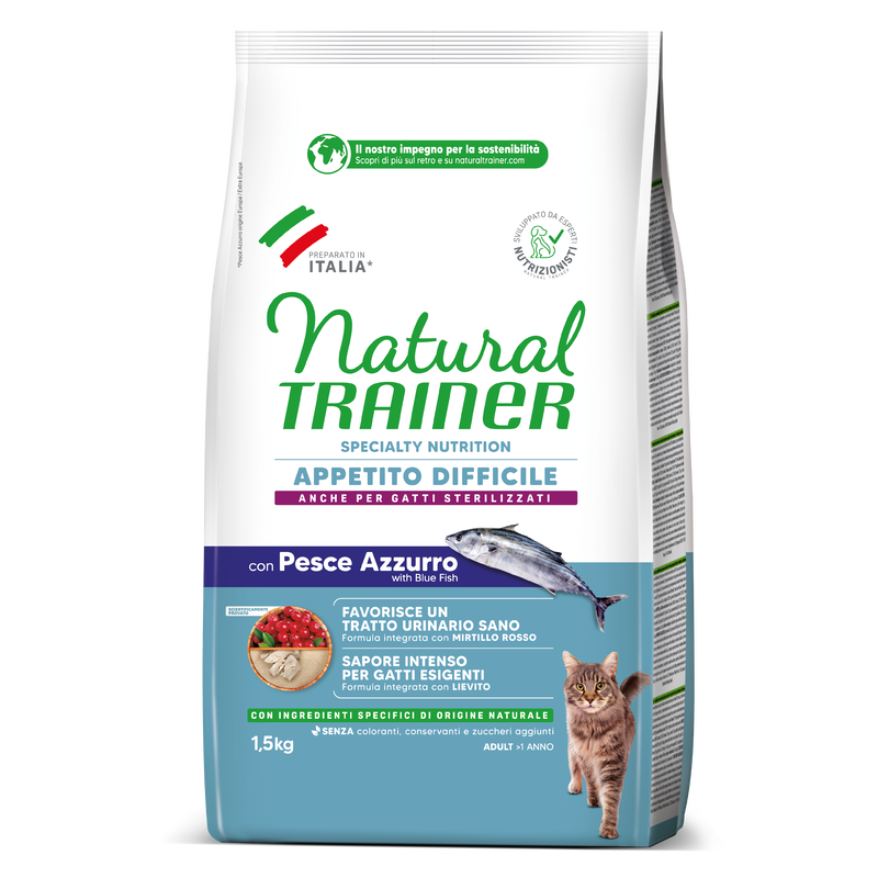 Natural Trainer Cat Adult Exigent con Pesce Azzurro 1,5 kg Natural Trainer Cat Adult Exigent con Pesce Azzurro 1,5 kg
