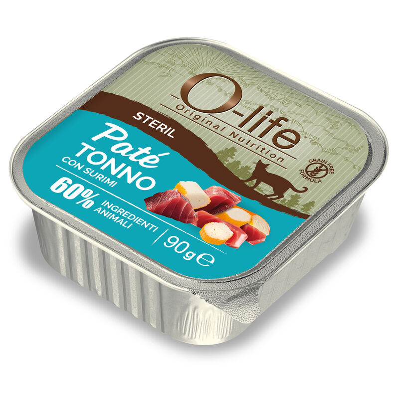O-life Cat Adult Sterilised Pat&eacute; Tonno con surimi 90gr