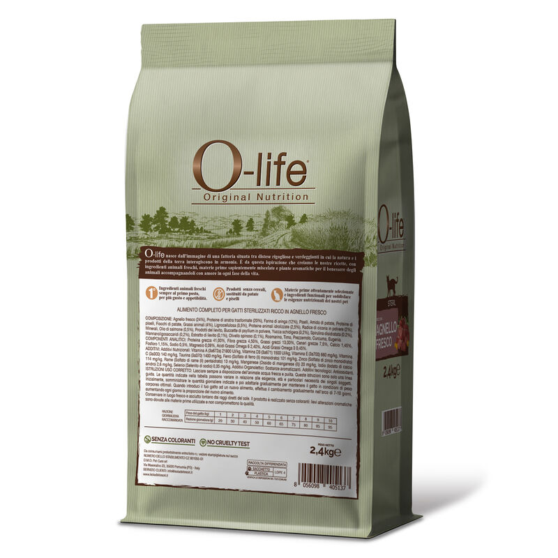 O-life Cat Adult Sterilised con Agnello 2,4 Kg