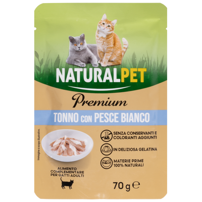 Naturalpet Premium Cat Adult Tonno con Pesce Bianco 70g