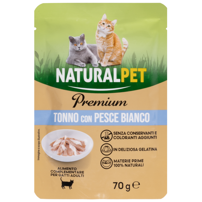 Naturalpet Premium Cat Adult Tonno con Pesce Bianco 70g