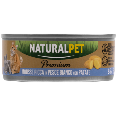 Naturalpet Premium Cat Mousse al Pesce bianco con patate 85gr