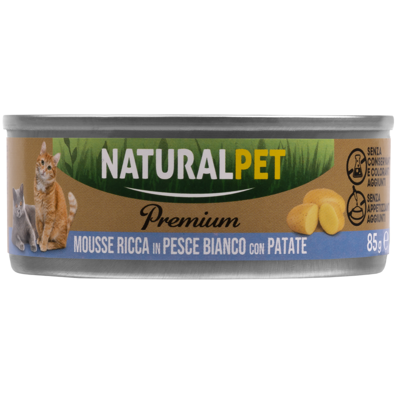 Naturalpet Premium Cat Mousse al Pesce bianco con patate 85gr