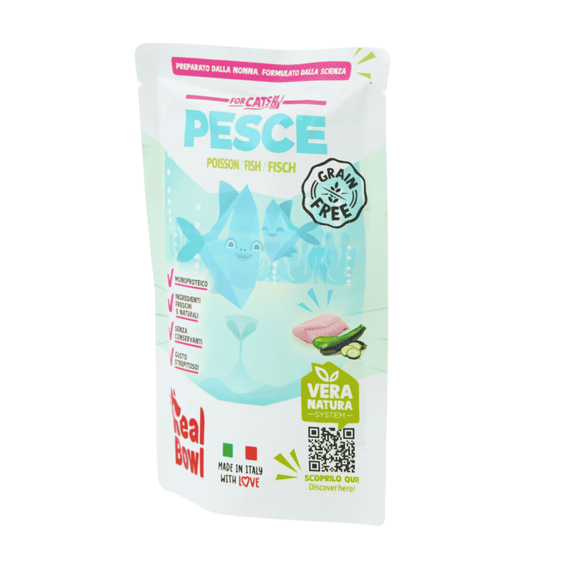 Real Bowl Rag&ugrave; per gatti adulti Pesce 80 gr