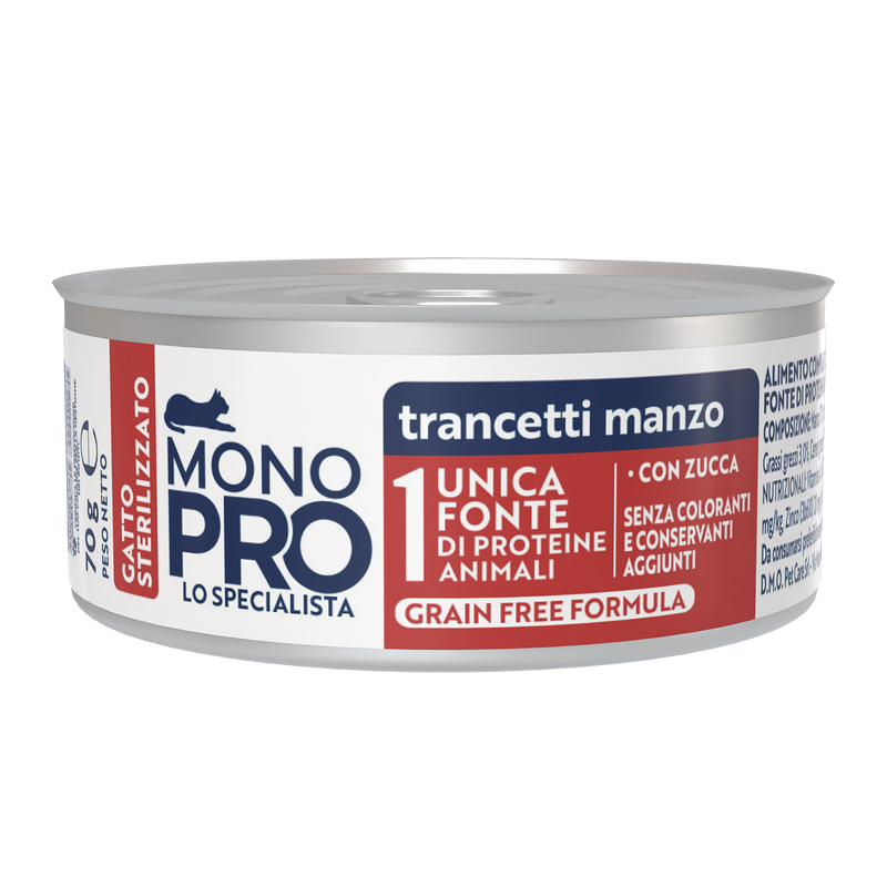 Monopro Cat Steril Trancetti manzo con zucca 70gr