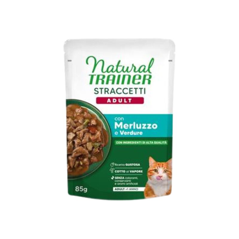 Natural Trainer Cat Adult Bustina Straccetti con Merluzzo 85 gr