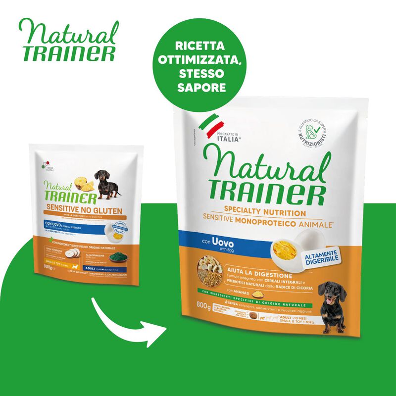 Natural Trainer Dog Adult Mini Sensitive Gluten Free con Uovo 800 gr