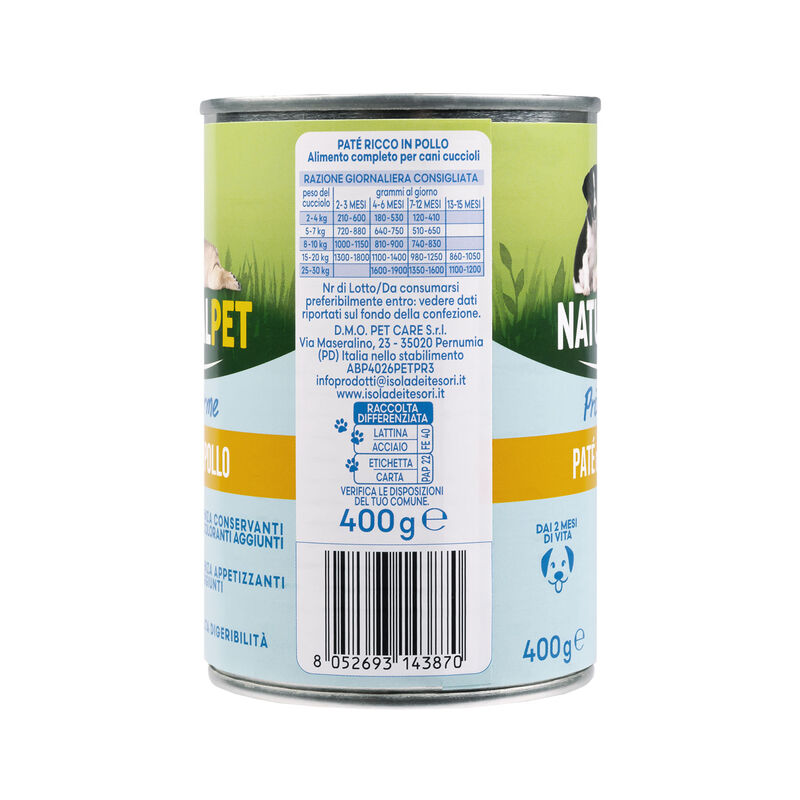 Naturalpet Prime Orme Puppy Paté ricco in Pollo 400gr