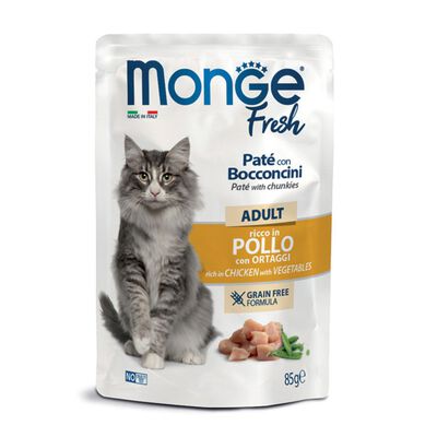 Monge Fresh Pat&eacute; con Bocconcini ricco in Pollo e Ortaggi per gatti 85 gr