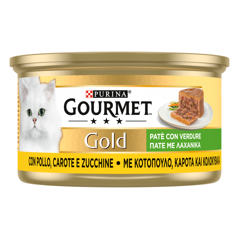 Gourmet Gold Cat Adult Patè con Verdure, con Pollo, Carote e Zucchine 85 gr