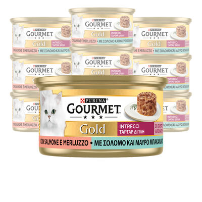 Gourmet Gold Cat Adult Intrecci di Gusto Salmone & Merluzzo 85 gr