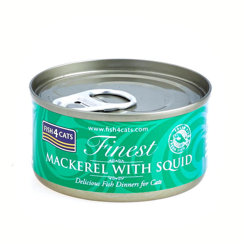 Fish4Cats Finest Cibo Umido per gatti Sgombro e calamari 70 gr