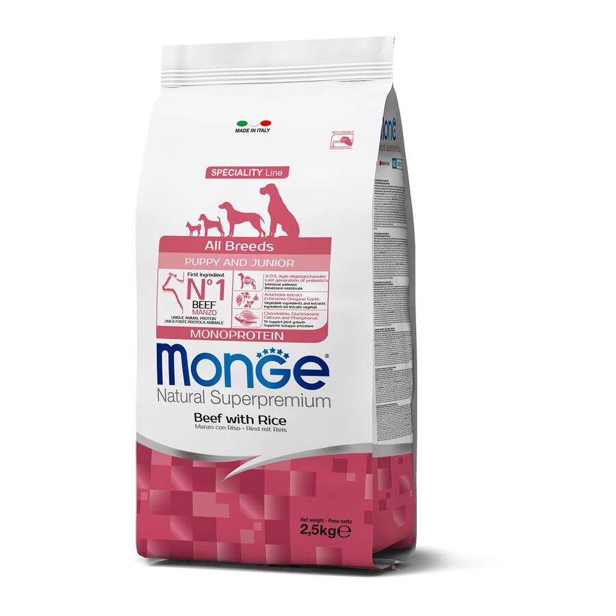 Monge Natural Superpremium Monoprotein per Cuccioli All Breeds con Manzo 2,5 kg