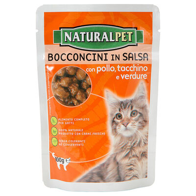 Naturalpet Cat Adult Bocconcini Pollo Tacchino e Verdure 100gr