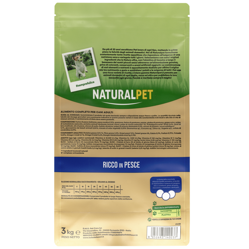 Naturalpet Premium Dog Adult Medium&Large ricco in Pesce 3kg - Scad. Luglio 25