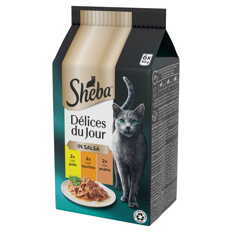 Sheba Cat Delice du Jour Pollo con Tacchino e Anatra in Salsa 6 pz x 50 gr