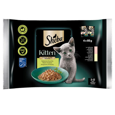 Sheba Kitten Selezione Assortita in salsa con Salmone e Pollo 4x85gr