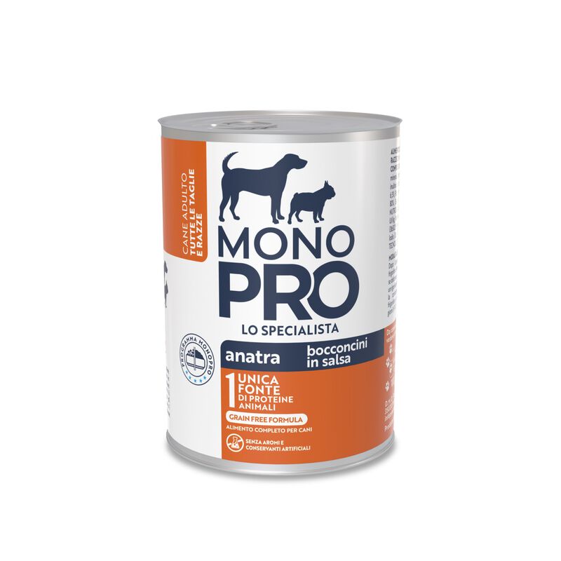Monopro Bocconcini in Salsa per cani adulti Anatra 415 gr