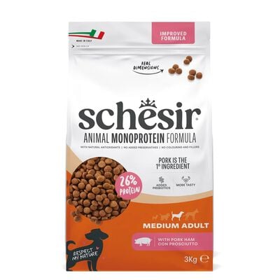 Schesir Animal Monoprotein Formula Crocchette per cani adulti Prosciutto 3 kg