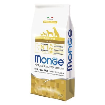 Monge Natural Superpremium Crocchette per cani adulti Pollo con Riso e Patate 12 kg
