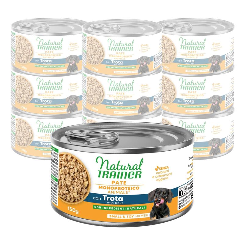 Natural Trainer Dog Adult Small&Toy Pat&eacute; Monoproteico con Trota 150 gr