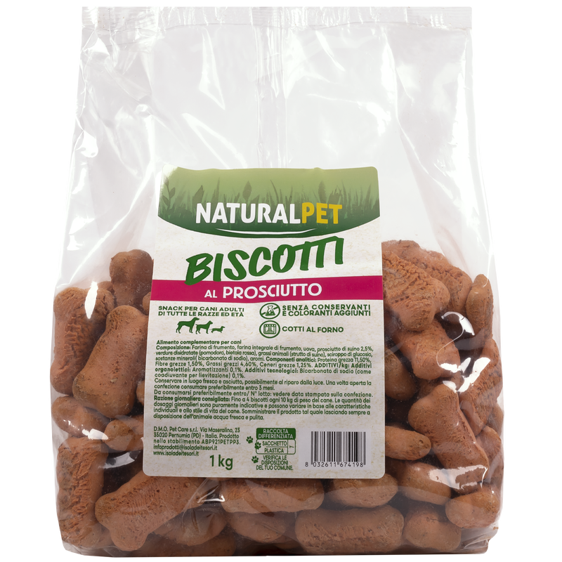 Naturalpet Biscotti per cani al Prosciutto 1 Kg
