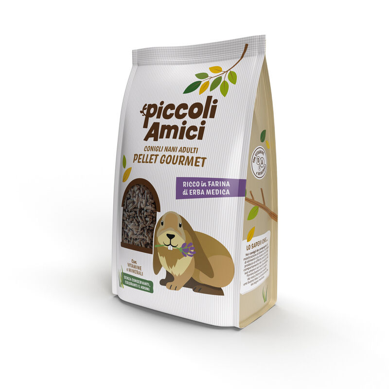 Piccoli Amici Pellet Gourmet Conigli nani adulti ricco in farina di erba medica 2,5kg