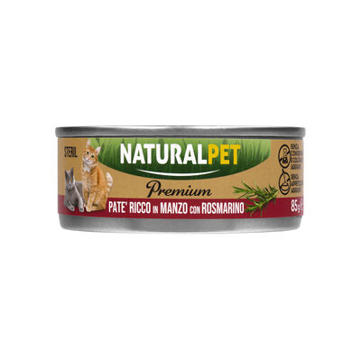 Naturalpet Premium Cat Adult Sterilized Paté ricco in Manzo con rosmarino 85gr